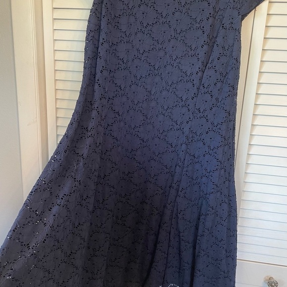 Alfani Navy Floral Lace Cutout Pattern Swing Dress Plus Size 14W - Picture 3 of 4